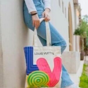 New Louis Vuitton Novelty Canvas Eco Tote Bag Shenzhen exhibition Handbag